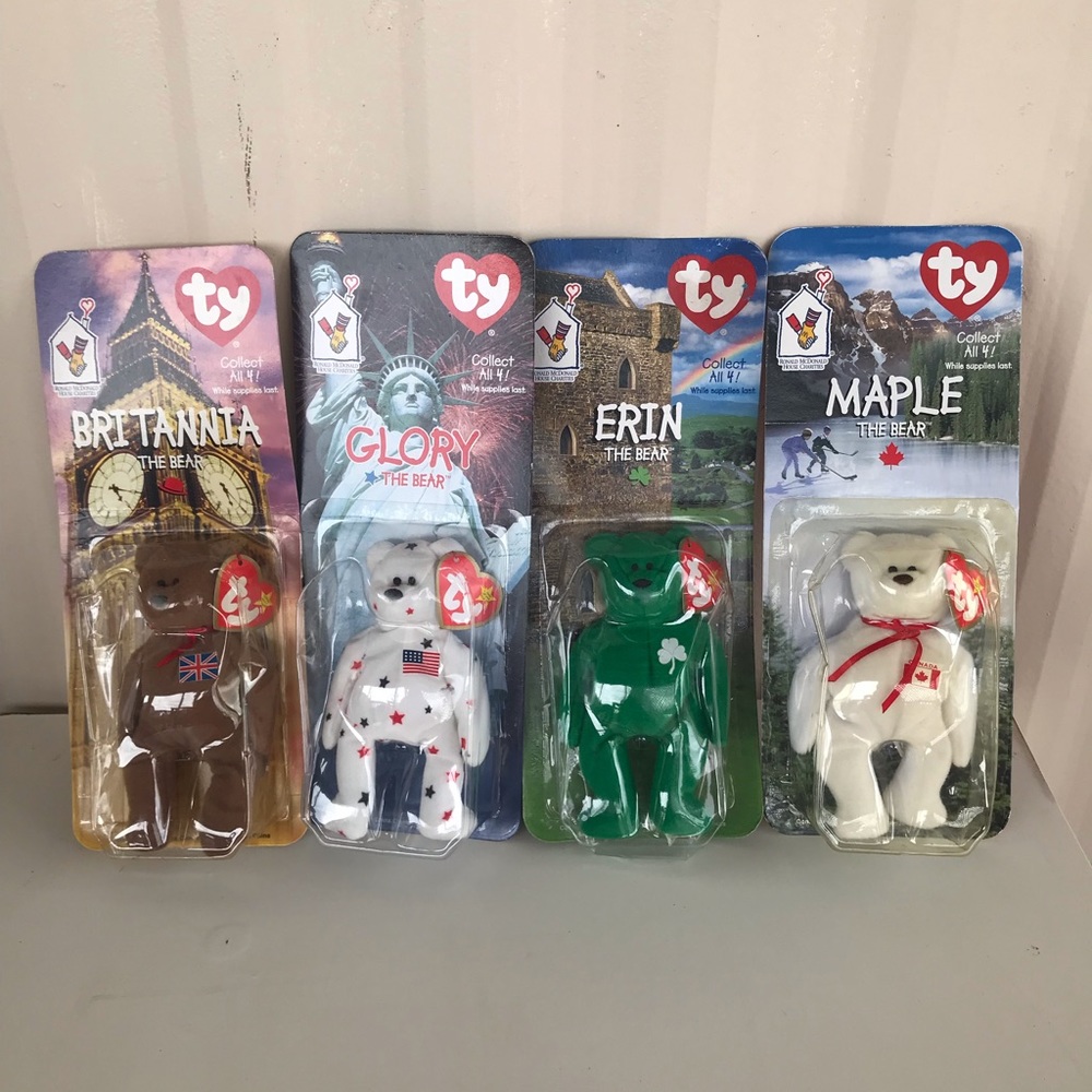 Collect All 4 Four Brittania Erin Glory Maple Babies Teenie Beanies McDonald